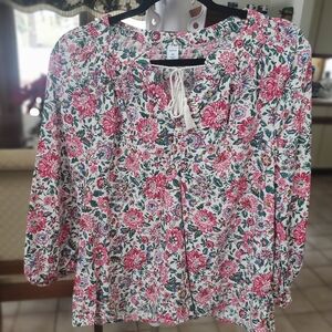 Old Navy Floral Blouse with Pink and White